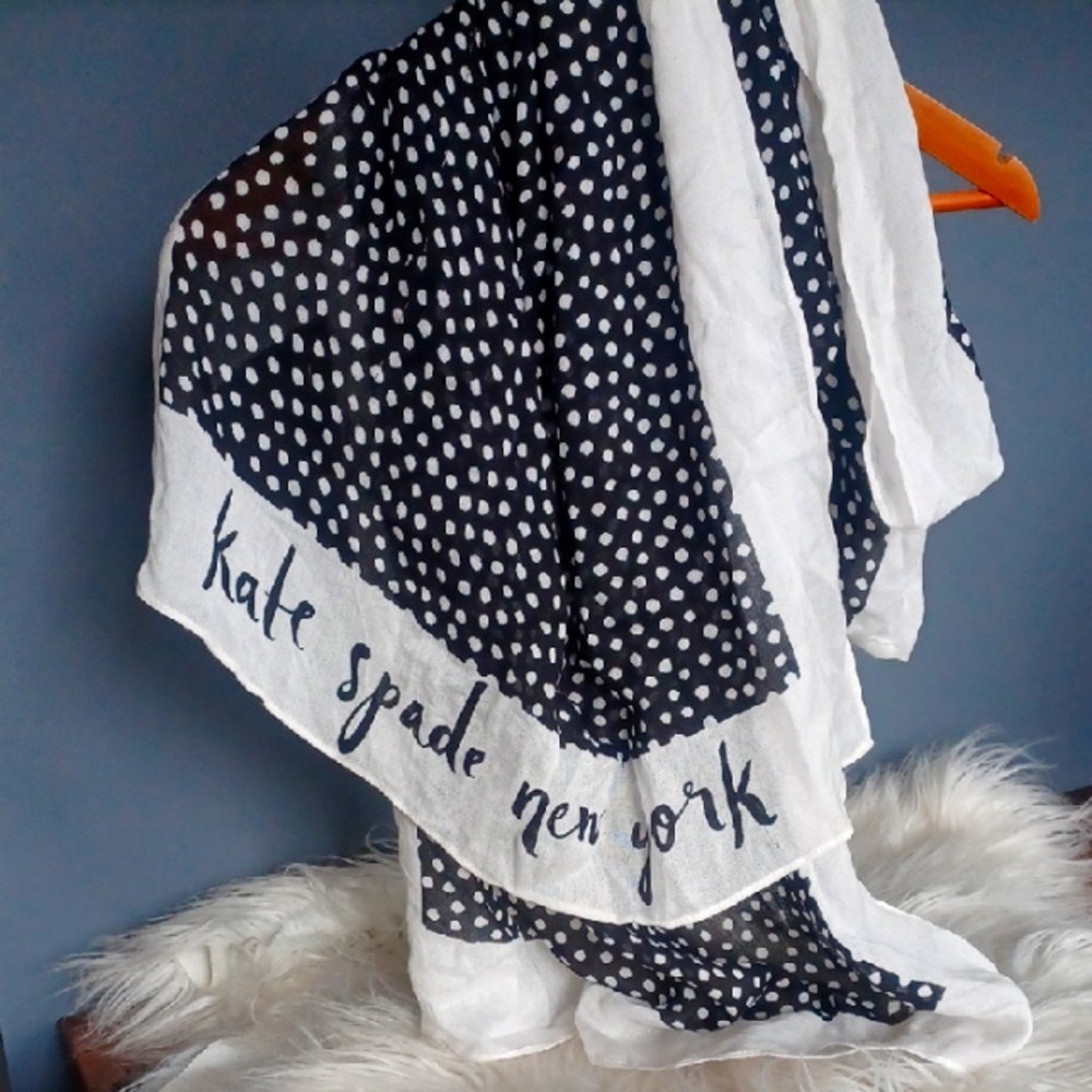 Kate Spade Black and White Polka Dot Scarf